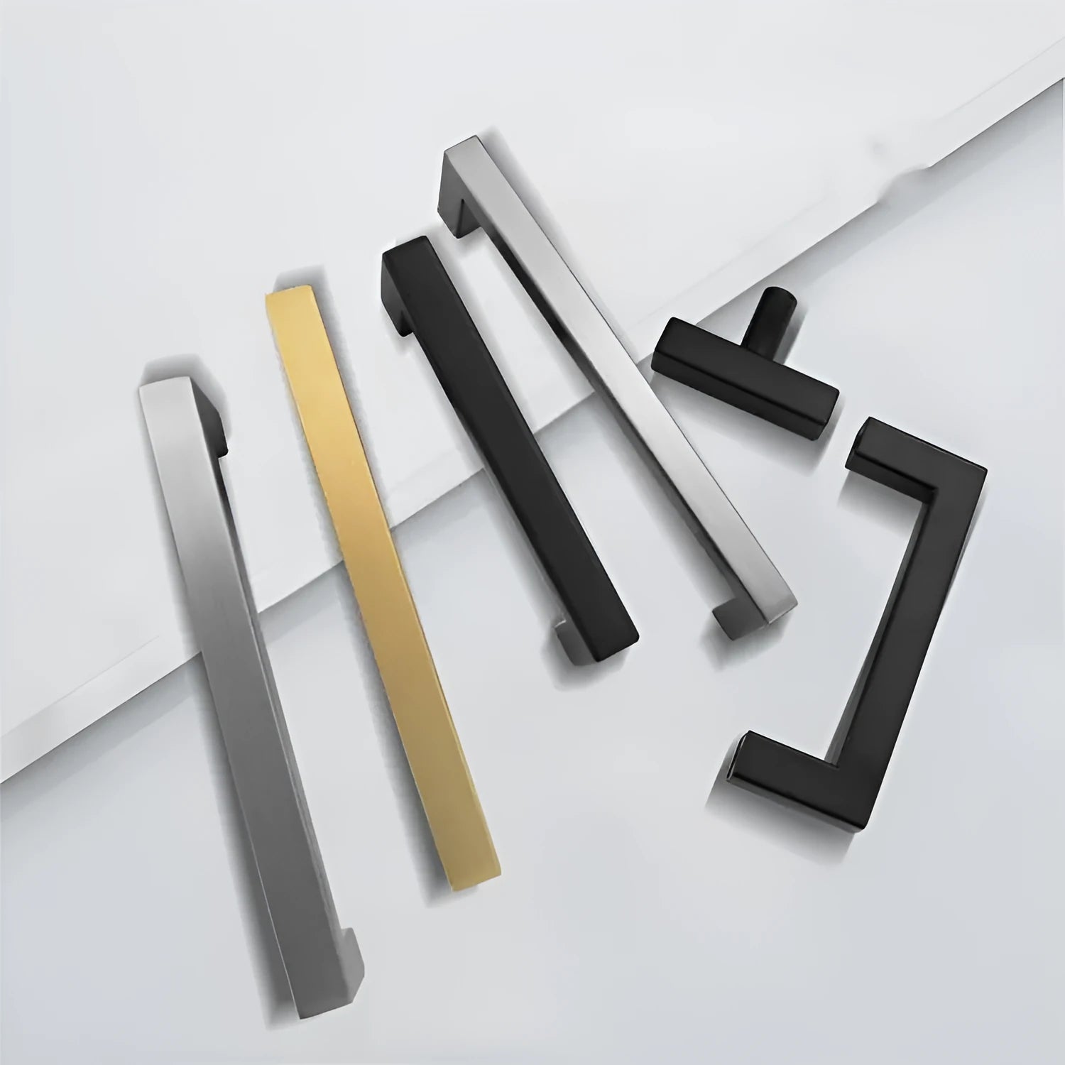 Stainless steel square pipe cabinet handle in brushed silver finish
