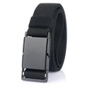 Metal magnetic buckle casual belt in polyester fibre, shown in one of five colours.