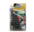 64-LED Christmas tree light string with colour-changing bulbs and integrated control button, 1.8 metres long with IP44 weather resistance