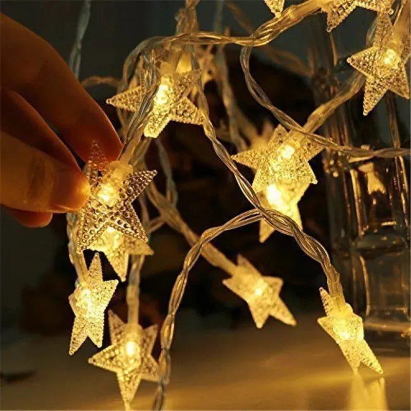 3 metre LED star light string with 20 warm white glass bulbs for outdoor holiday decoration