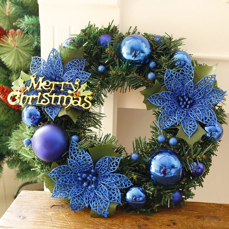 30cm multicoloured plastic Christmas wreath for door and garden decoration