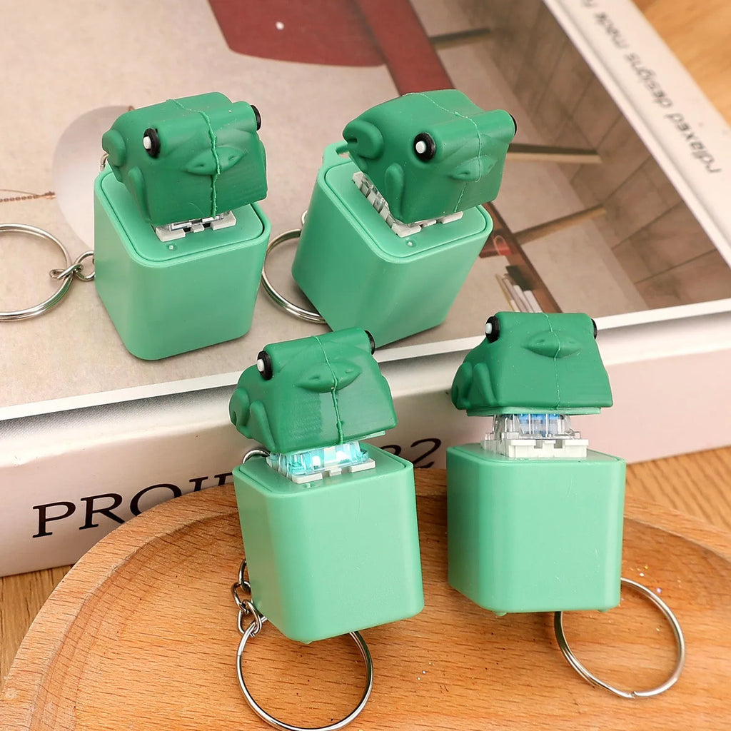 Funny croaking frog keychain, rechargeable ABS pendant keyring in American style, small ornament key chain