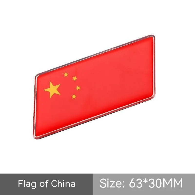 Aluminium national flag car sticker badge, parallelogram shape, 6.3 by 3 cm, for rear bumper.