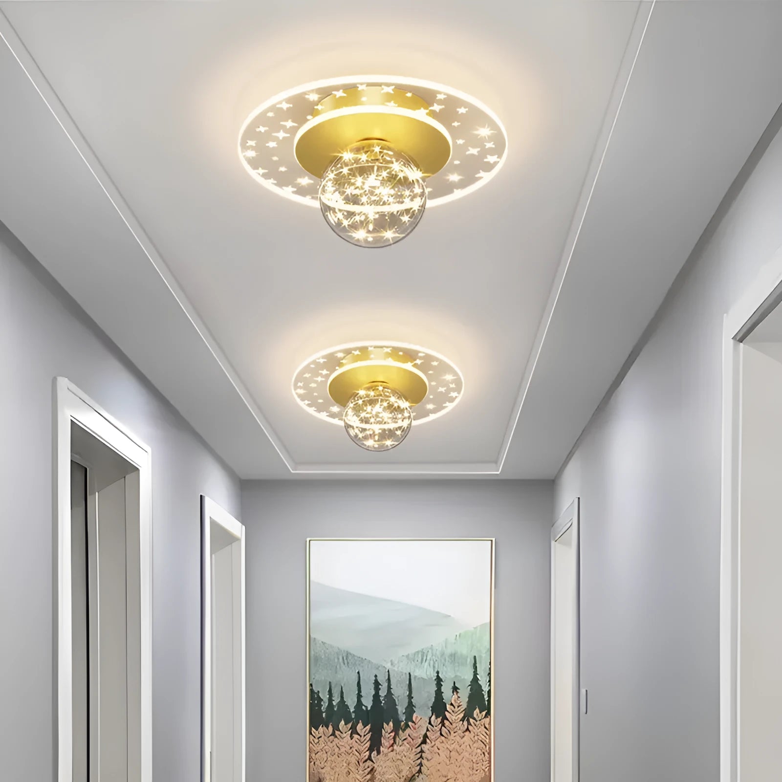 Modern simplicity style corridor ceiling lamp in gold, black or white finish with LED lighting