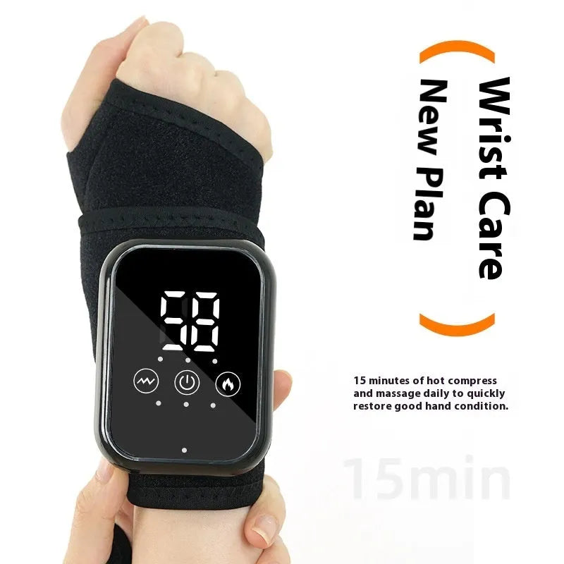 Black electric heated ankle sleeve showing adjustable design for joint support