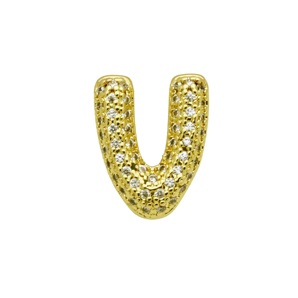 Copper letter bracelet with zirconium inlay showing detailed English character modelling in gold finish