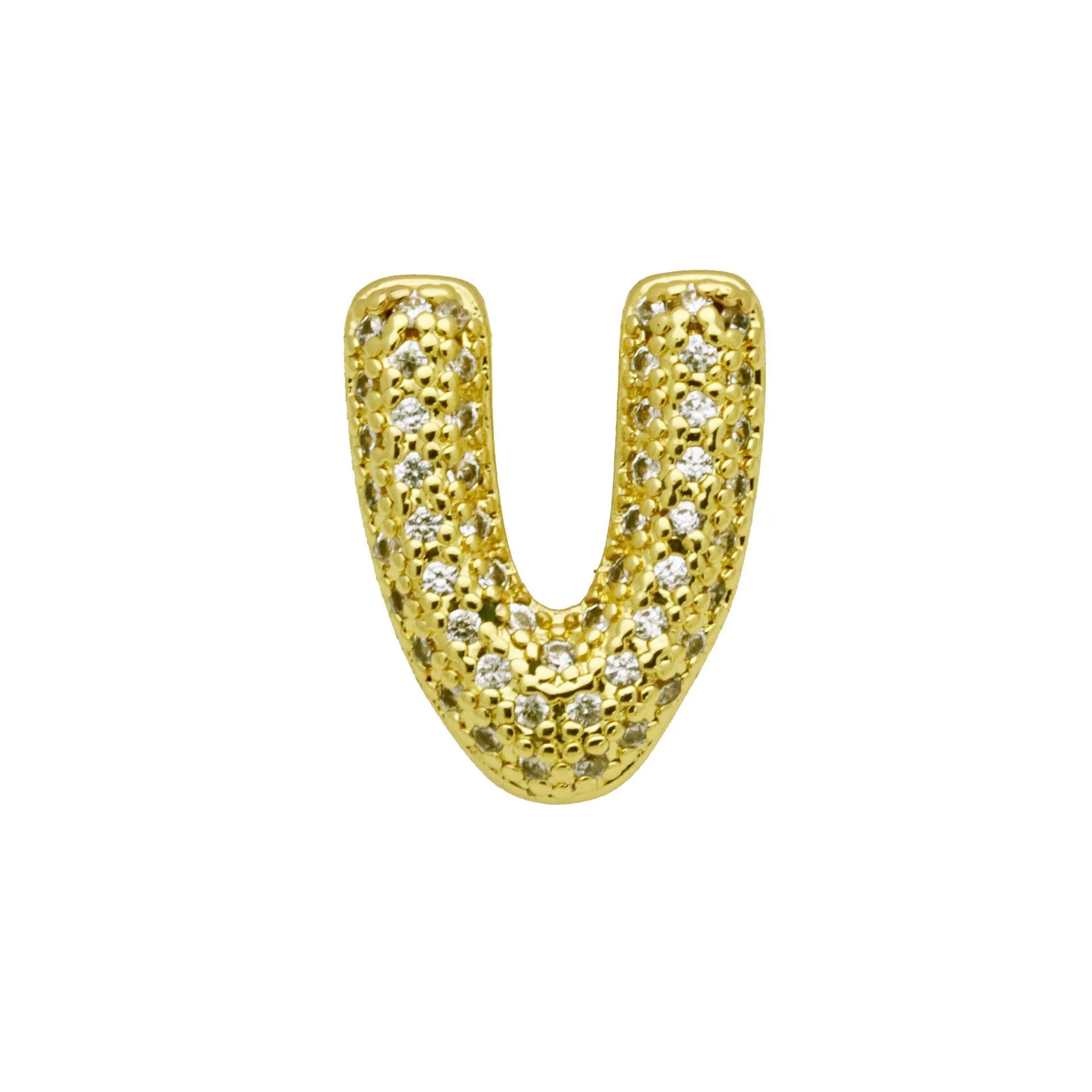 Copper letter bracelet with zirconium inlay showing detailed English character modelling in gold finish