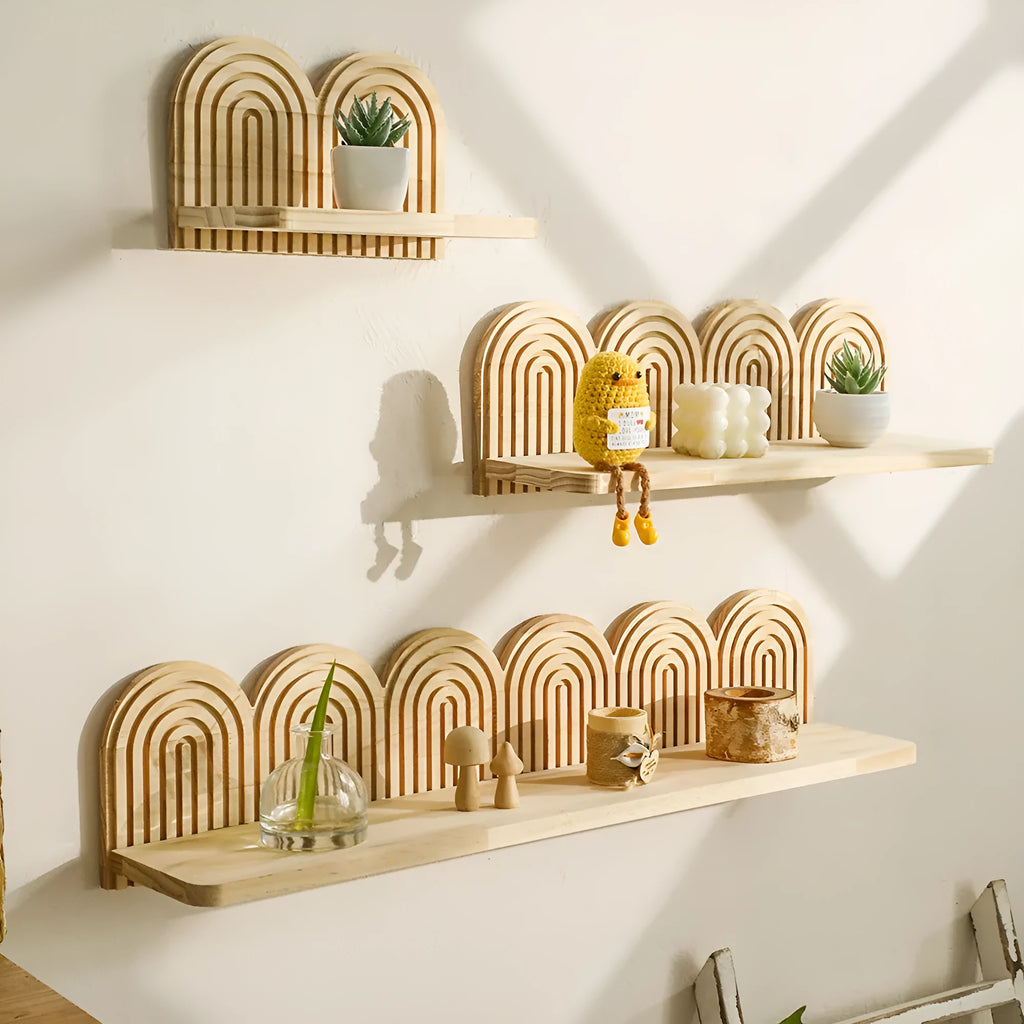 Multi-layer wooden wall flower pot storage rack with pendant mounting for indoor plant display