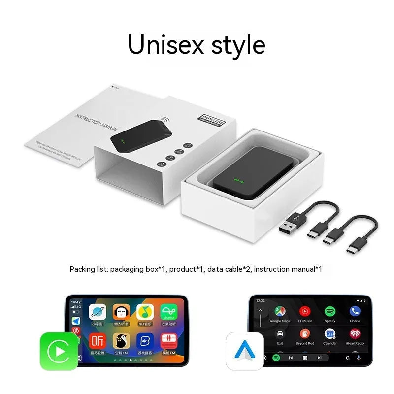 Car audio and video entertainment box converting wired connections to wireless streaming with 2Air technology
