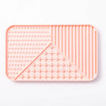 Silicone pet licking mat with suction cup base in pink, grey and khaki colour options