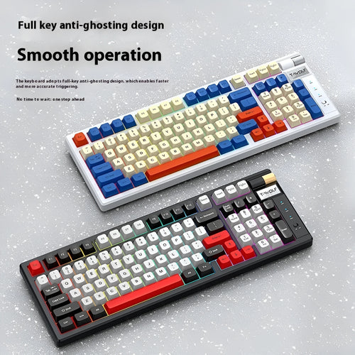 Bluetooth mechanical gaming keyboard with RGB backlight in black and red colour scheme