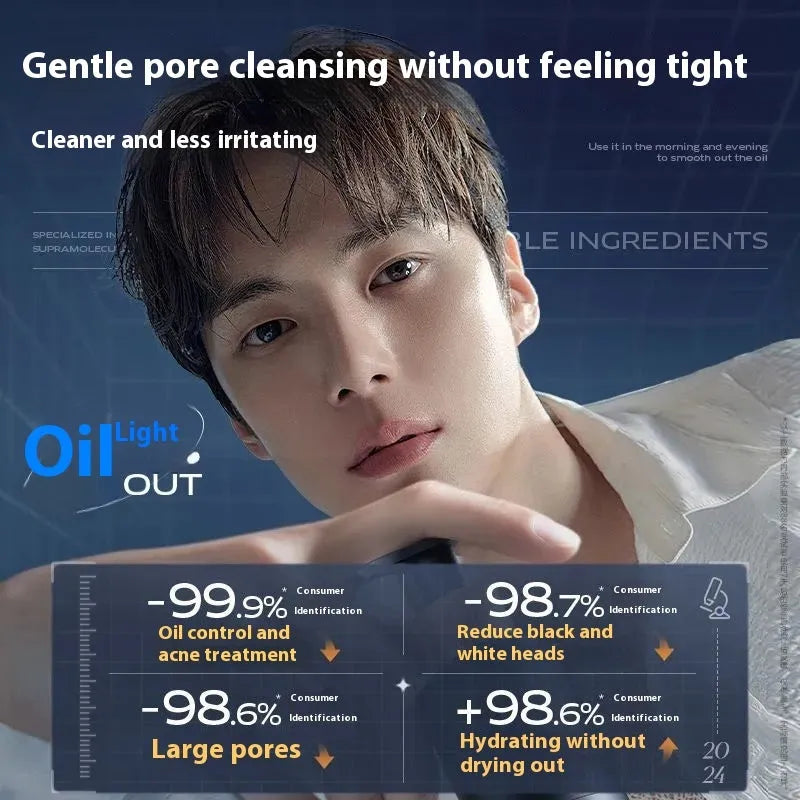 Men's oil control facial cleanser 150ml tube for blackhead and acne reduction
