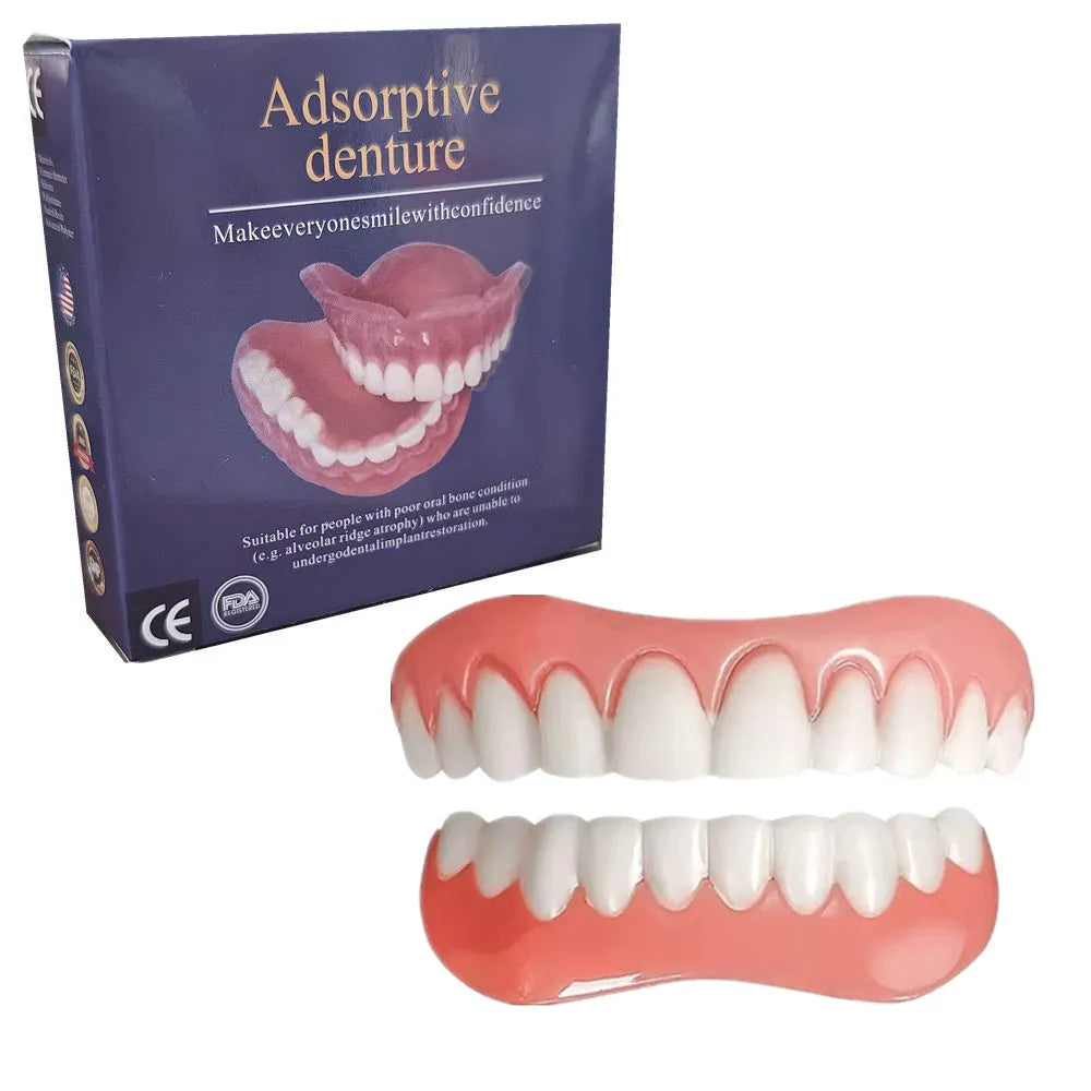 Silicone simulation dentures showing upper and lower teeth set for dental training