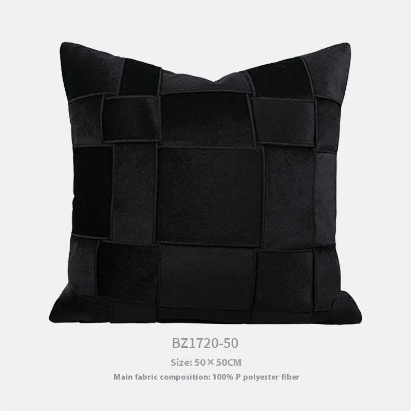 50x50cm chenille woven pillow cushion with feather velvet core in beige colour