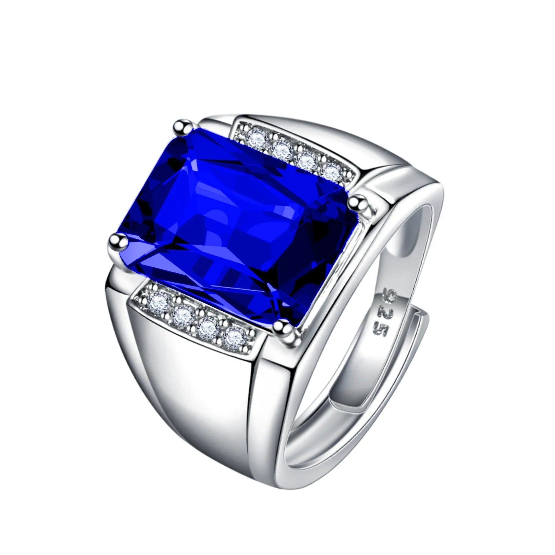 Adjustable copper geometric ring with a natural amethyst coloured gemstone on a model's finger.