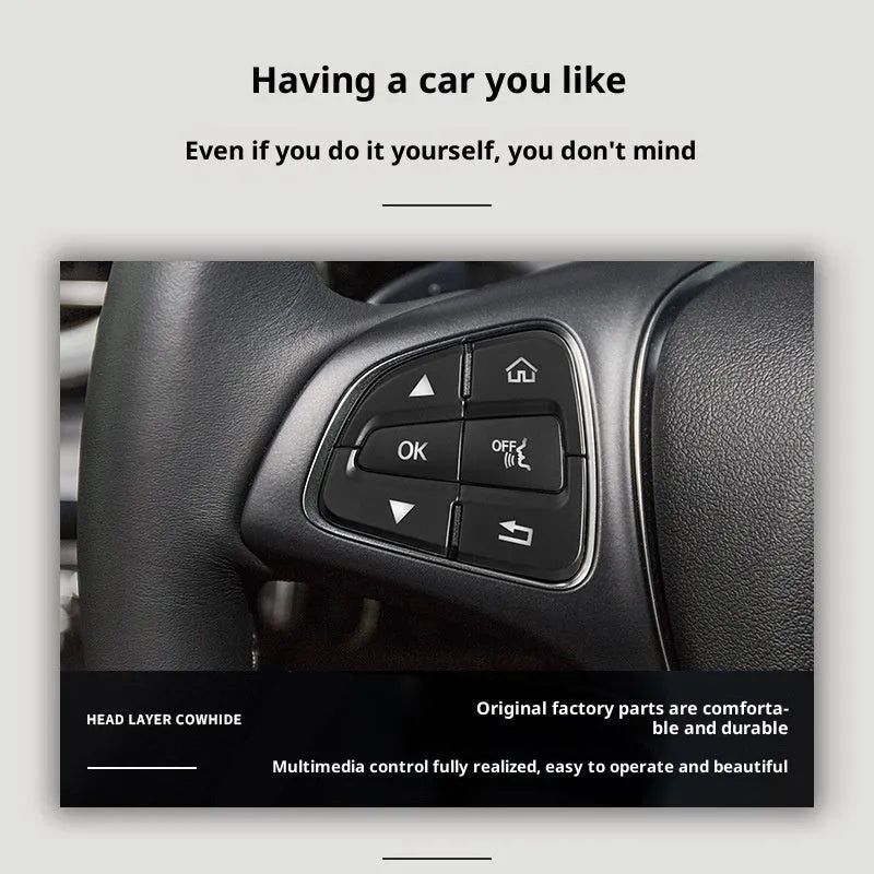 Set of Mercedes steering wheel button stickers in ABS plastic, Type A configuration, for C-Class and GLC models