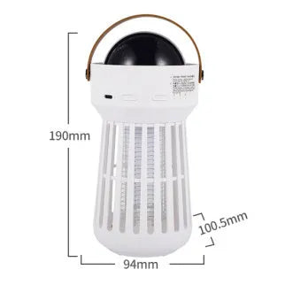 White 2-in-1 electric mosquito killer lamp with star projection feature and folding handle