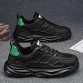 Men's solid colour breathable mesh shoes with round toe, shown in S078 White and S078 Black.