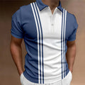 Loose fit casual men's t-shirt with 3-button printing lapel and short sleeves in polyester fabric
