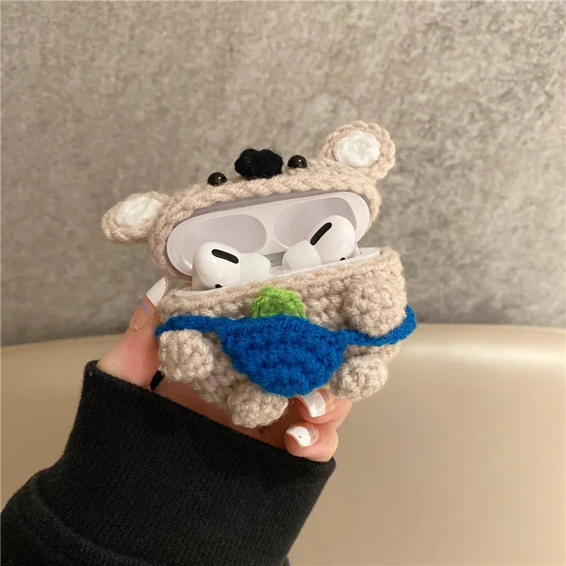 Handmade knitted backpack koala bear design protective sleeve for Apple AirPods charging case