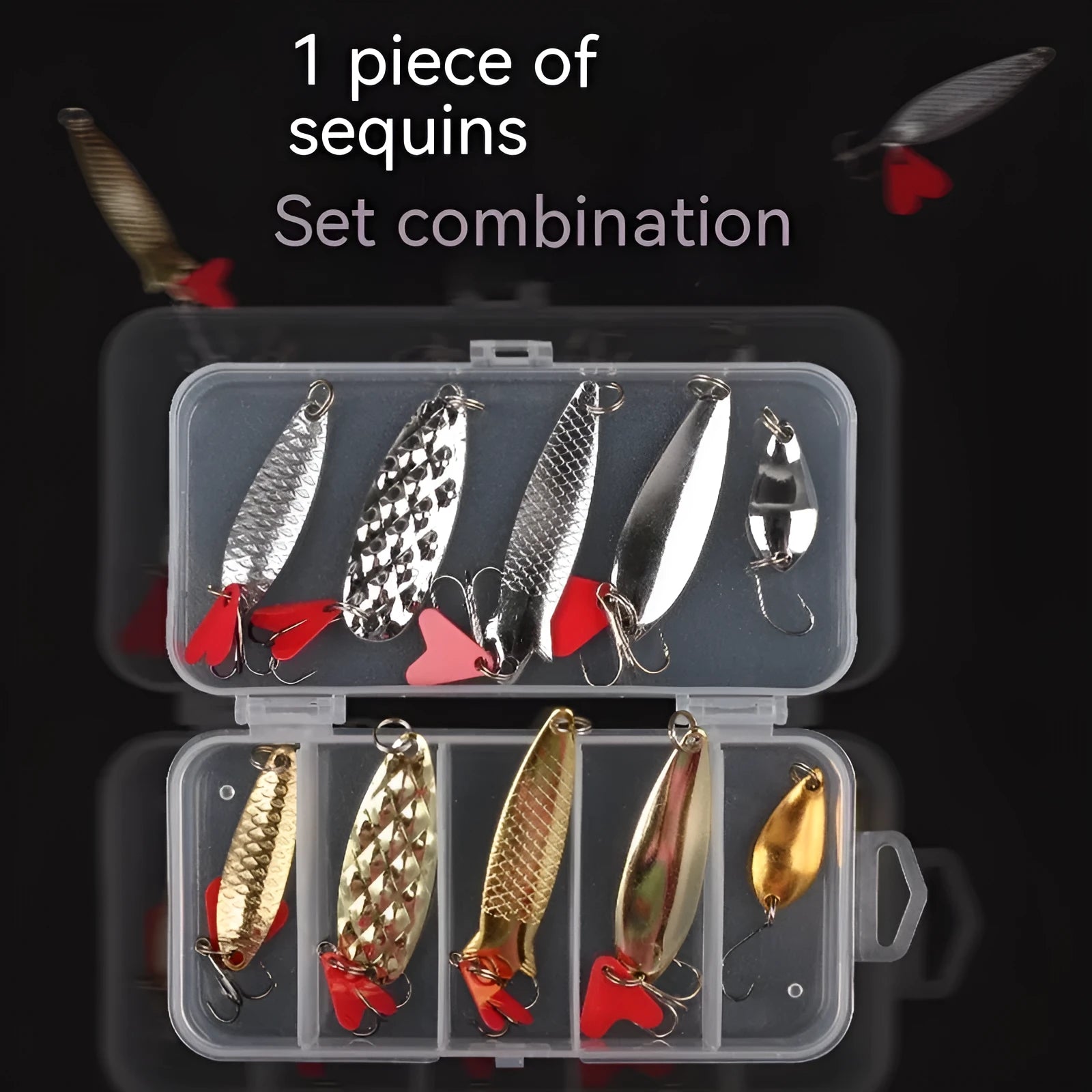 Metal fishing lure sequins in gold and silver finishes for DIY bait building projects