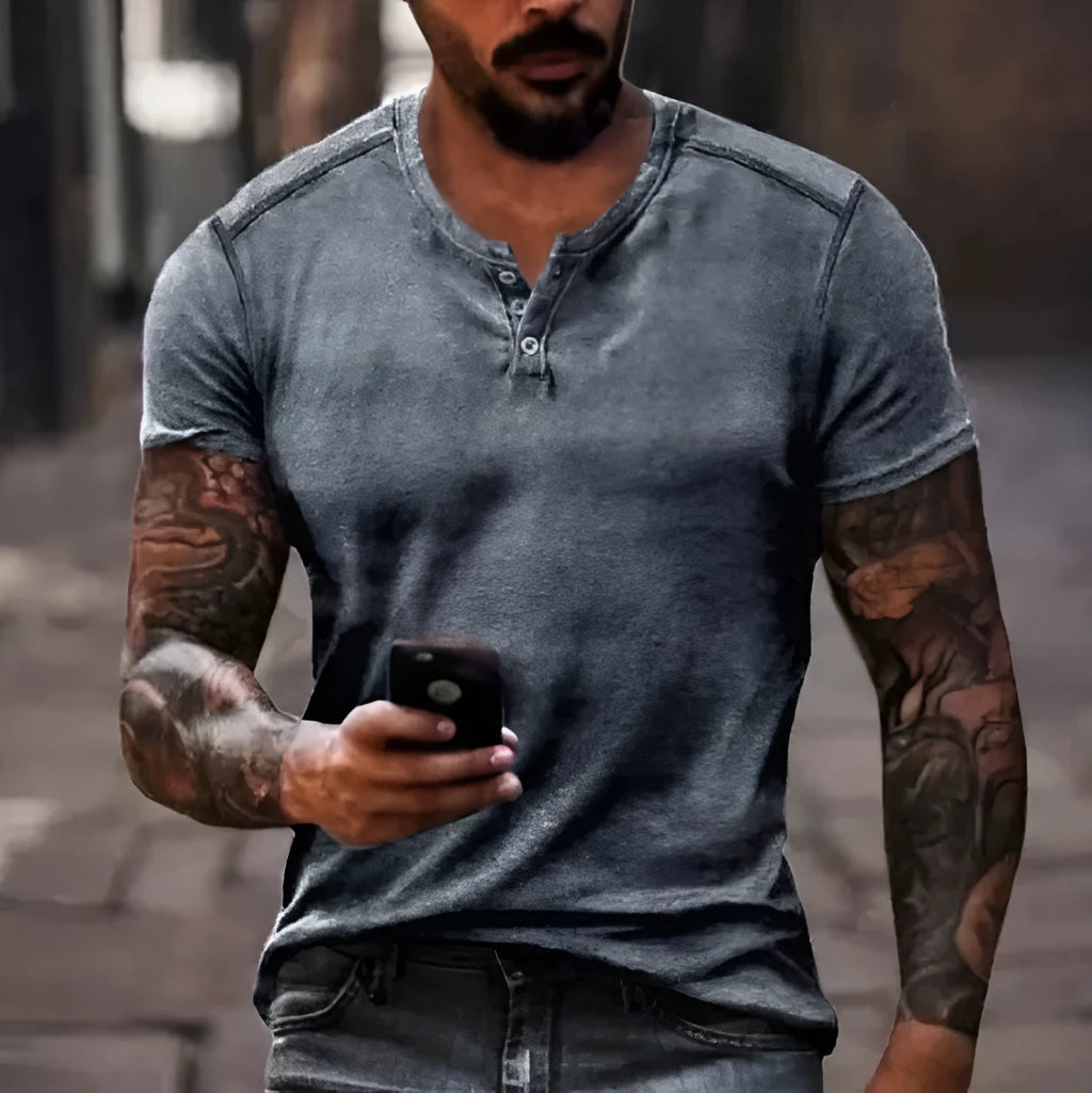 Men's short sleeve sport shirt with simple lapel button in bird eye cloth polyester