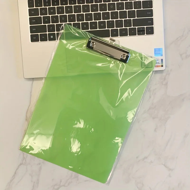 A4 transparent plate holder writing board with metal clip and writing pad in blue colour option