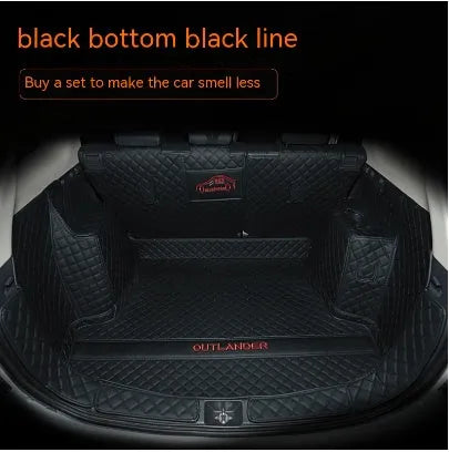 Custom 3D non-slip boot liner for Mitsubishi Outlander in a black colour with contrasting stitching.
