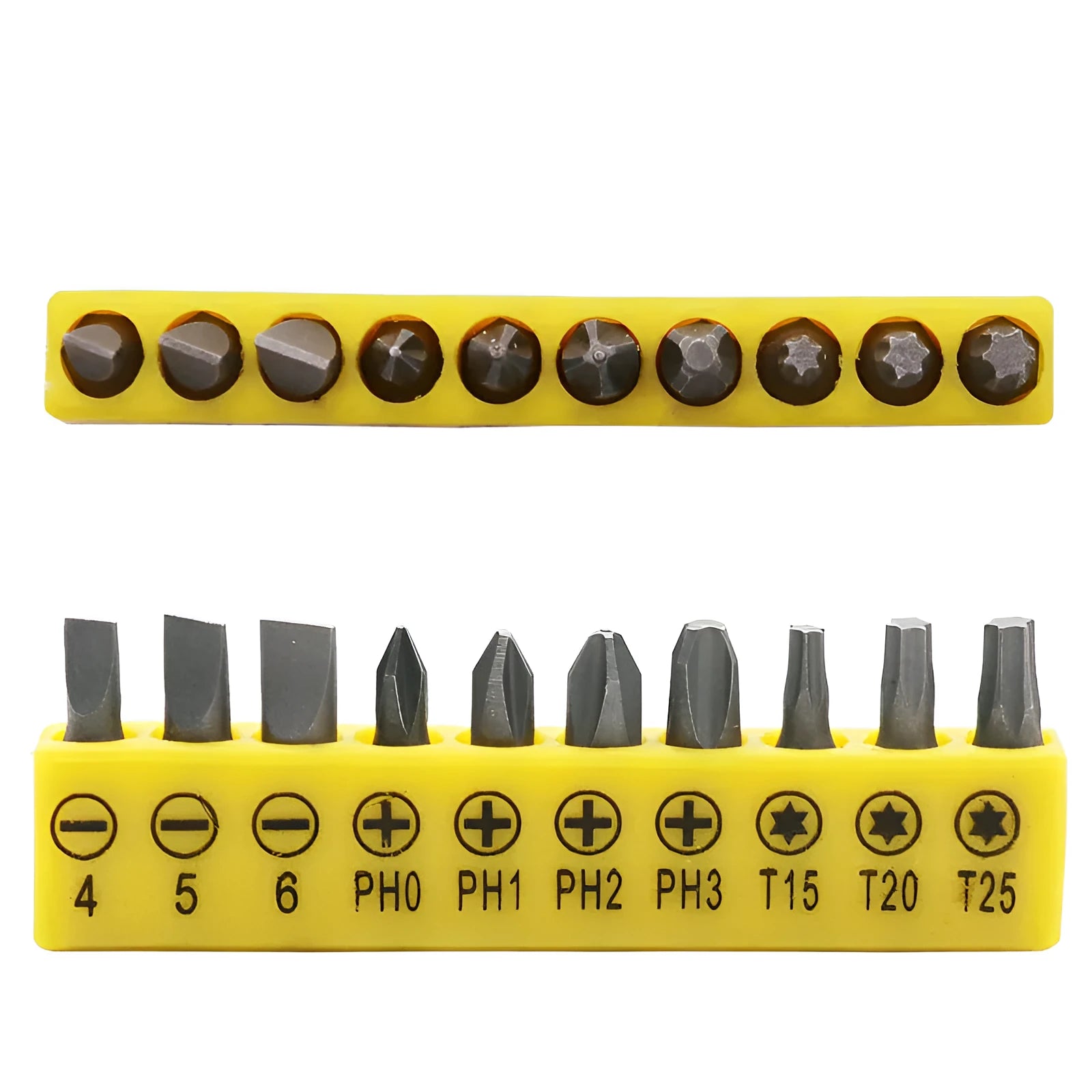 Mini L-shaped double-headed socket wrench set with 10 bits and 10 sockets in 45# steel