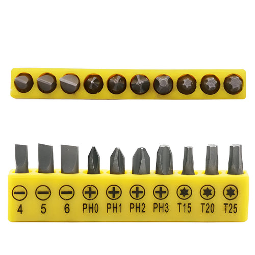 Mini L-shaped double-headed socket wrench set with 10 bits and 10 sockets in 45# steel