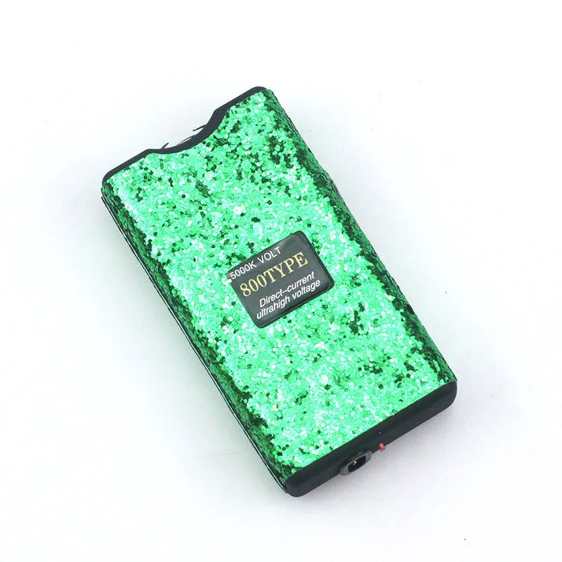 Female self-defense multi-function flashlight in plastic and resin, compact portable design available in multiple colours