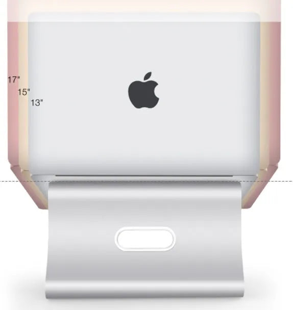 Silver desktop lazy bracket 26x24.3x19cm on a desk holding a tablet