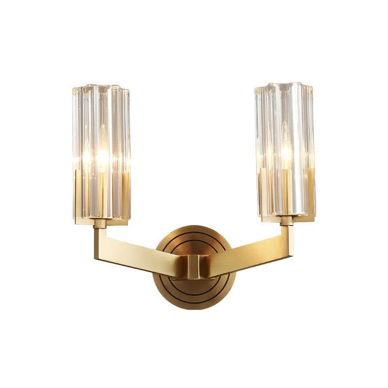 Modern minimalist copper wall lamp with single head design for bedside lighting