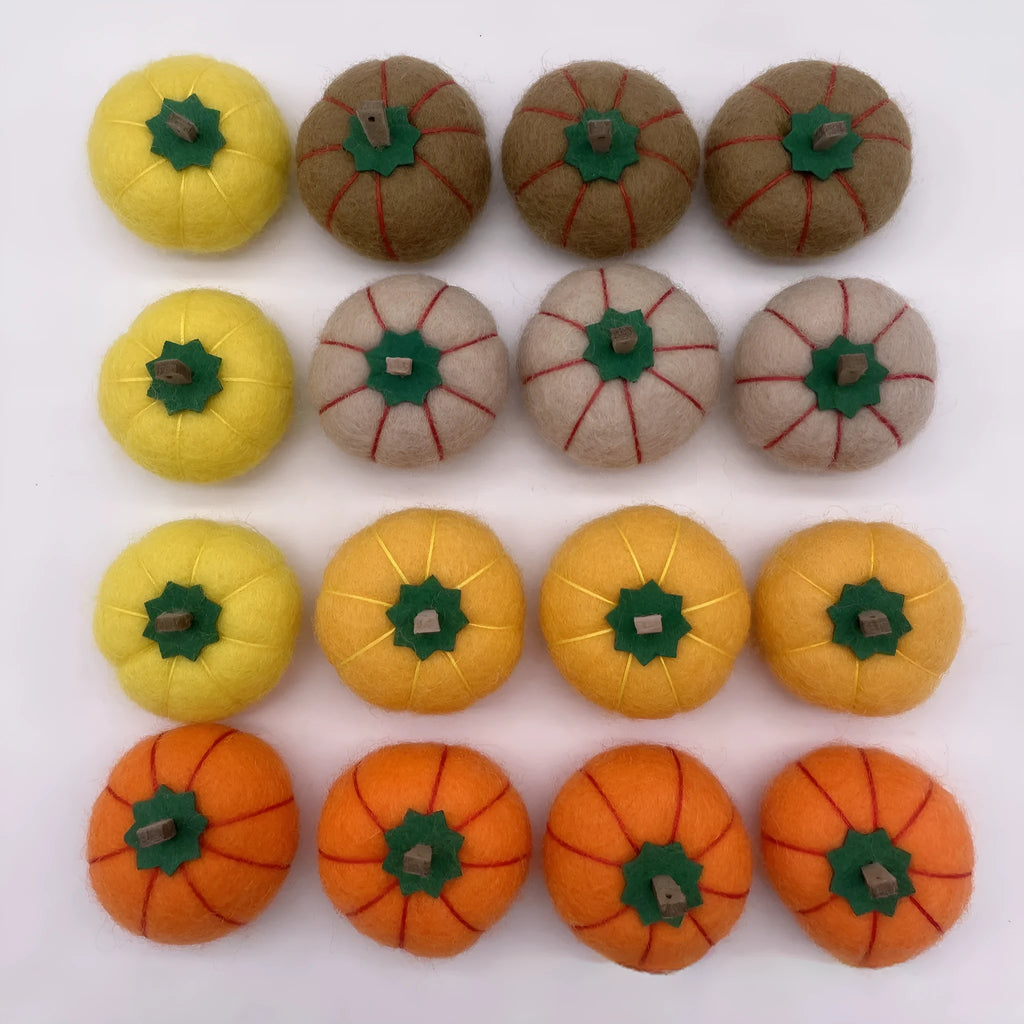 Wool felt pumpkin poke ornaments for doll decoration in seasonal colours