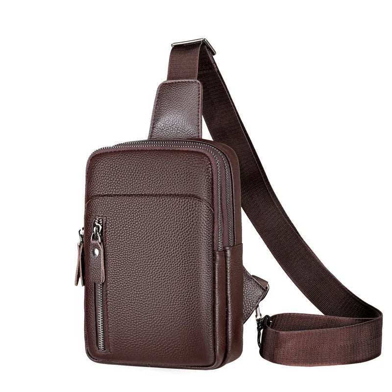 Men's genuine leather crossbody shoulder bag in urban simplicity style