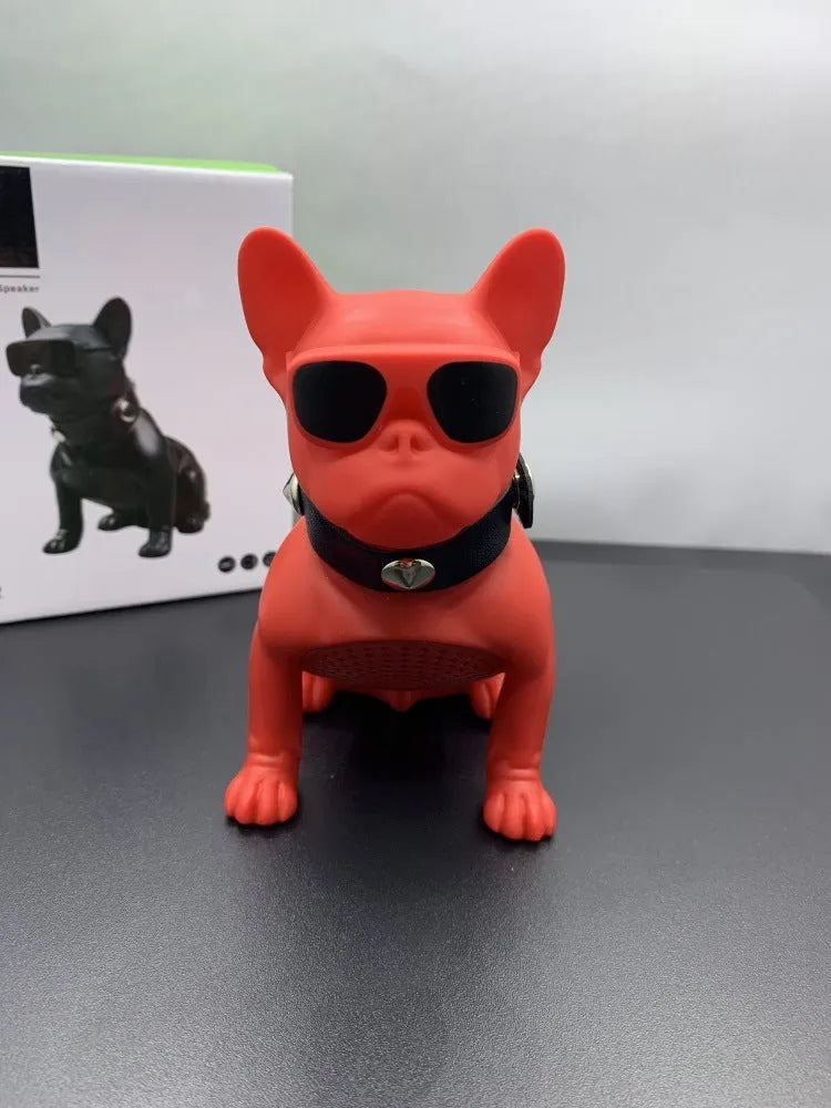 Mini bulldog-shaped Bluetooth speaker in black colour showing compact design with wireless connectivity