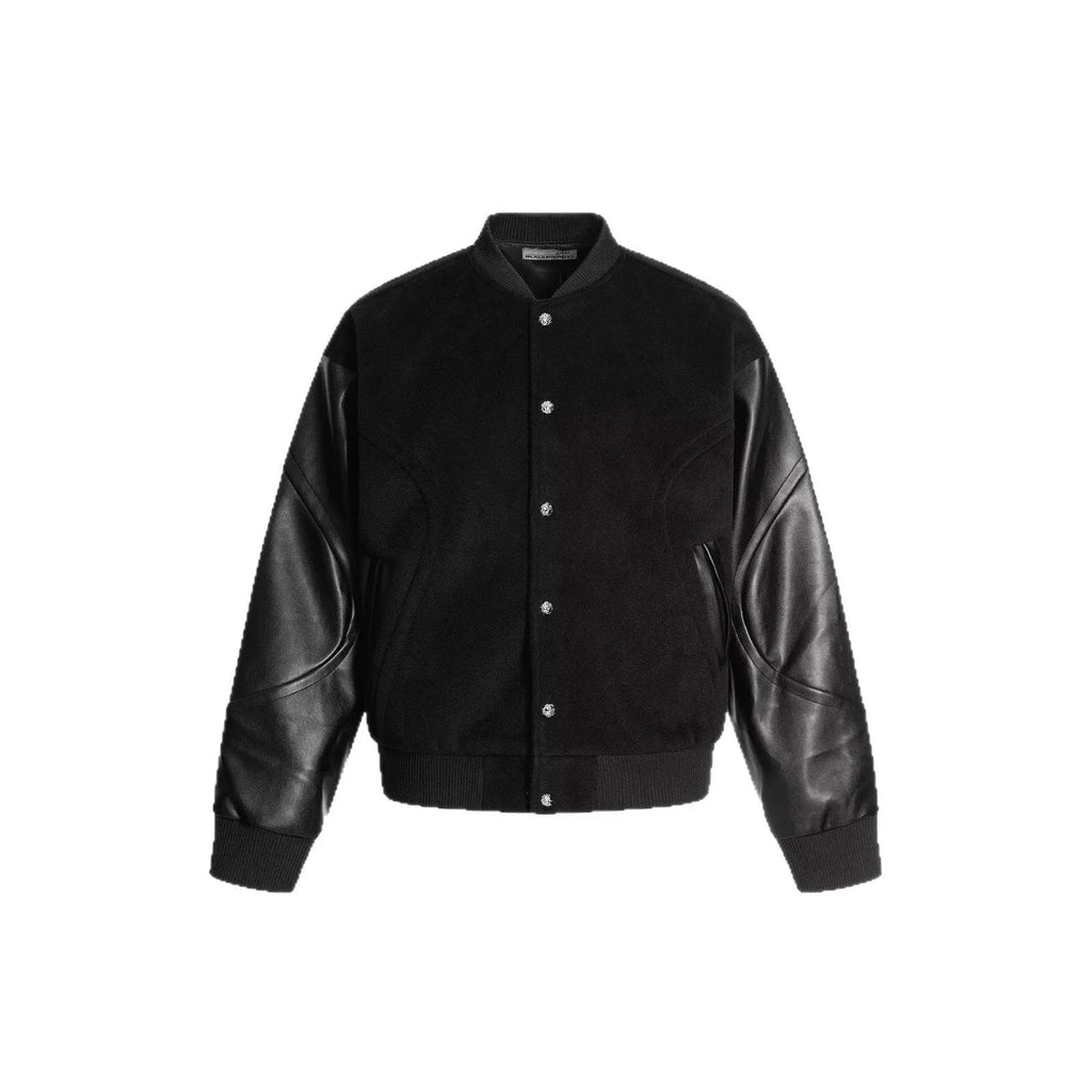 New Simple Harajuku Trendy Lazy Leather Coat in black with loose fit and side pockets
