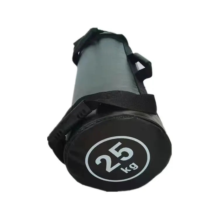 Flat white leather PVC fitness training sandbag for weight lifting in 5KG to 30KG options.