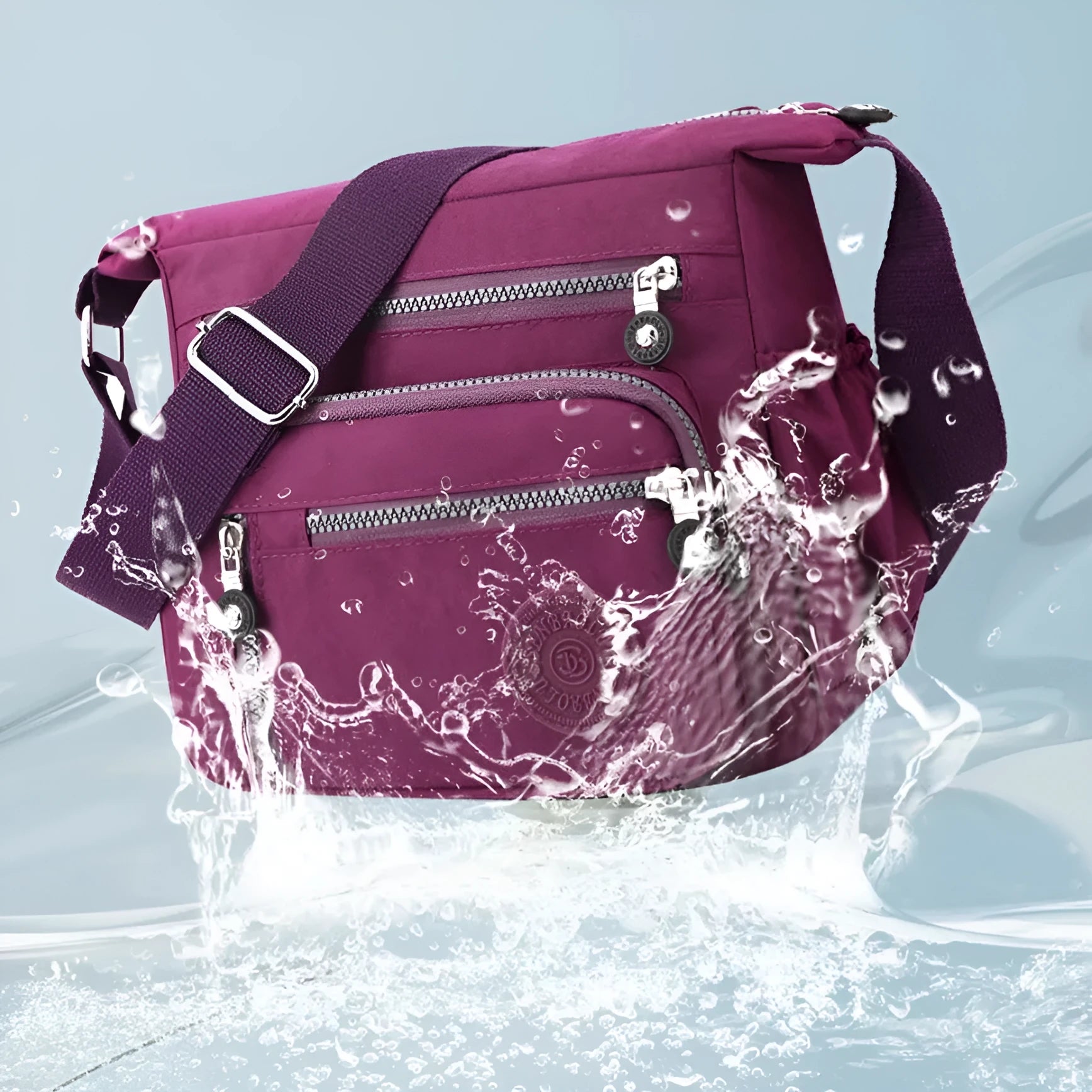 Soft nylon messenger bag in square vertical shape with single shoulder strap