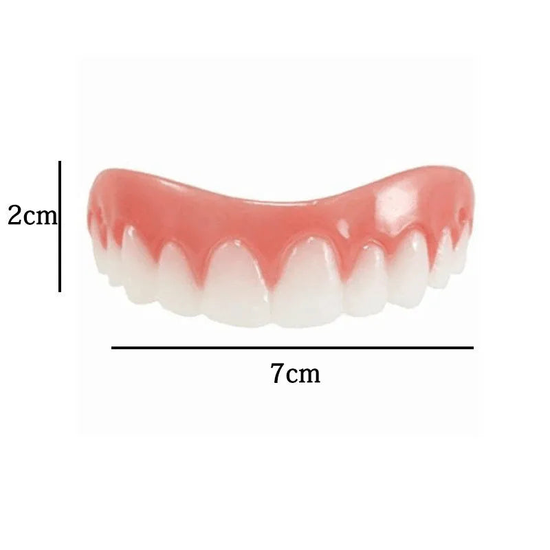 Removable cosmetic veneers for smile makeover, resizable to fit gapped and missing teeth