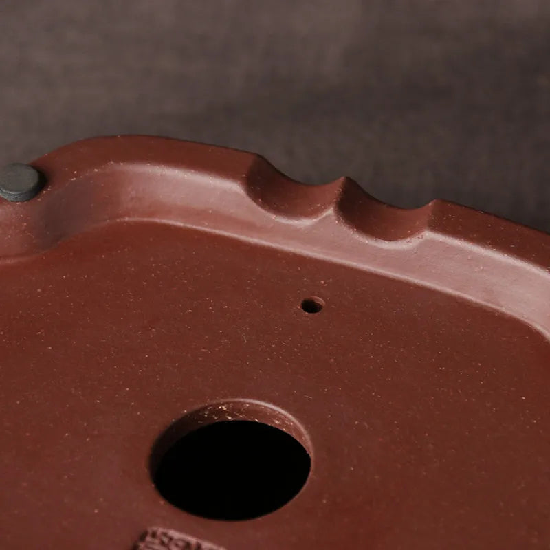 Handmade purple clay bonsai basin with classical Chinese style measuring 25x20x7cm