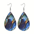 Acrylic flat branch knot earrings with drop shape and printed finish in two style variations