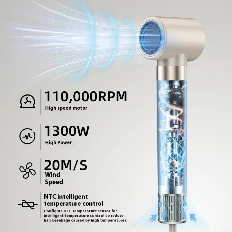 8 in 1 hair curler blowing comb set in champagne gold with brushless motor and 1300W rated power