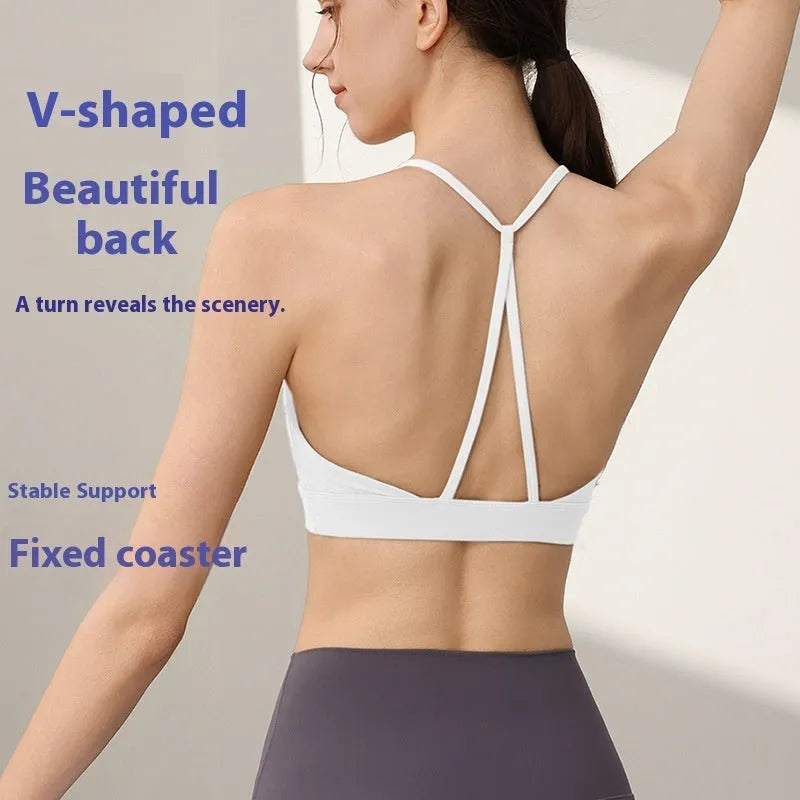 Women's nylon sports vest in sunshine desert colour with fixed double-shoulder straps.