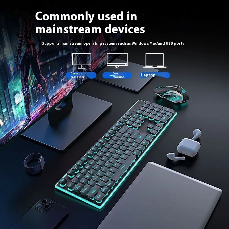 Wireless Bluetooth and 2.4G keyboard in Cherry Blossom Pink colour on a desk next to a tablet.