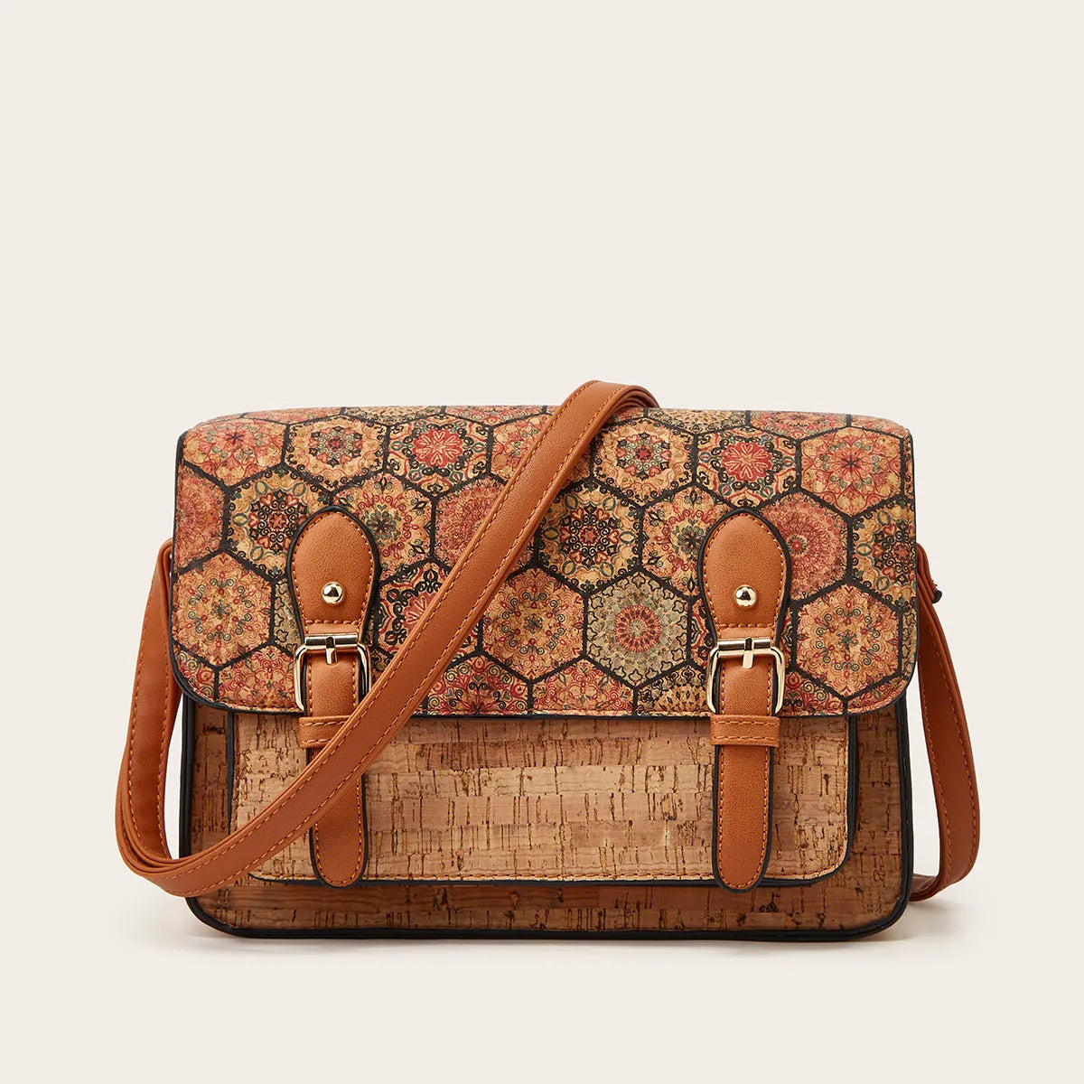 Women's printed PU crossbody bag with single shoulder strap in one of four colour options