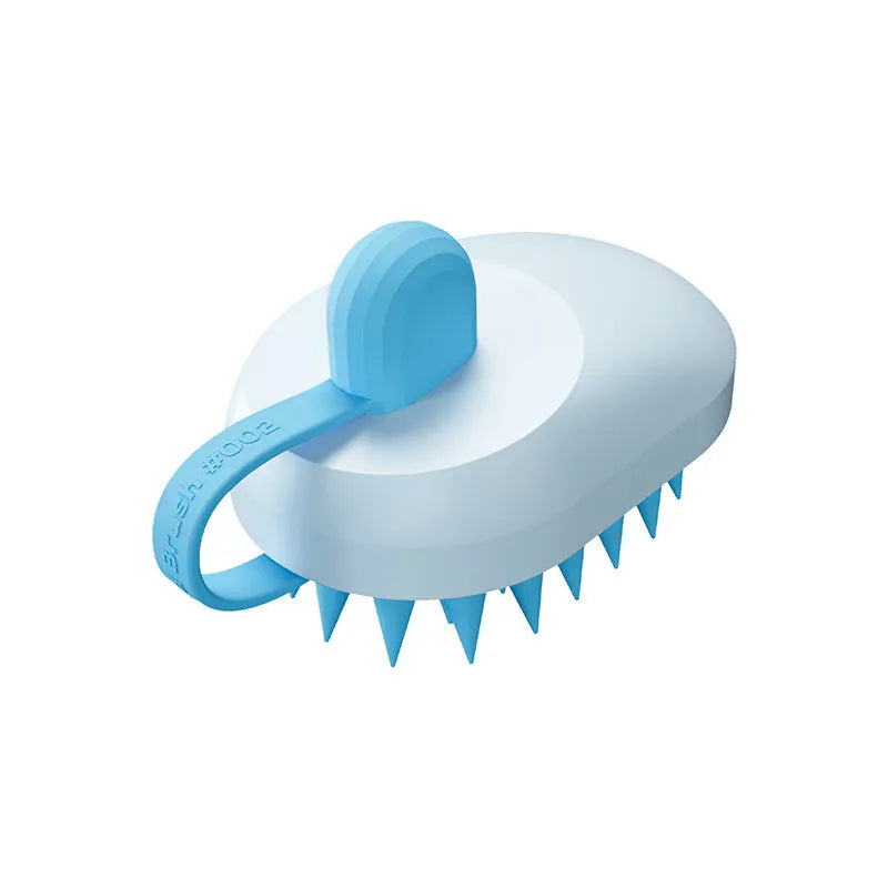 Silicone pet grooming brush with massage head for hair removal and bathing
