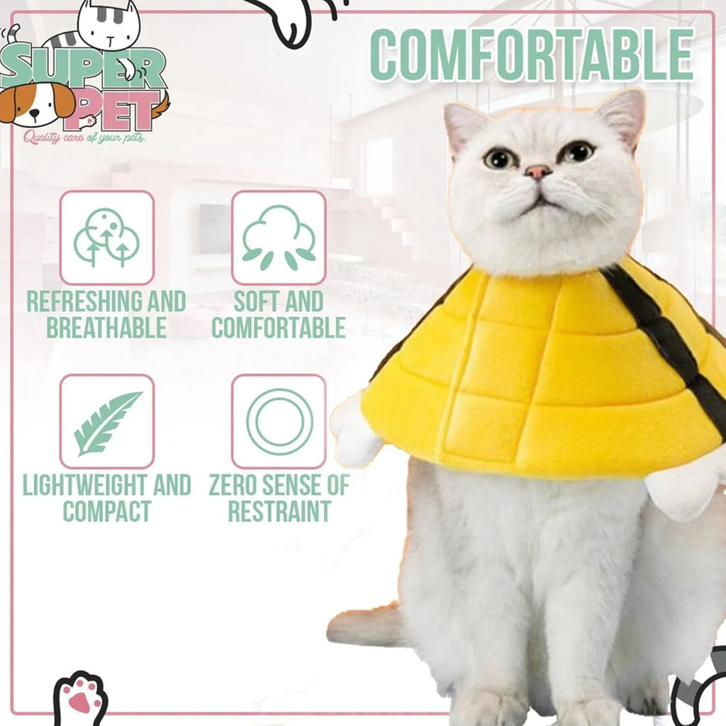 Soft bee-design cat cone collar with Velcro closure in adjustable sizes