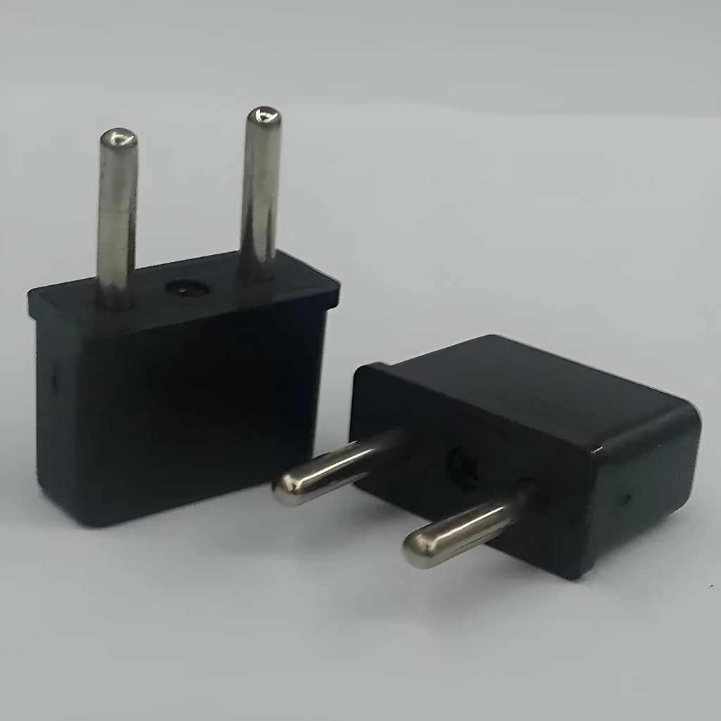 Plastic American to European plug adapter with 2 holes, copper conductors, 10A rating