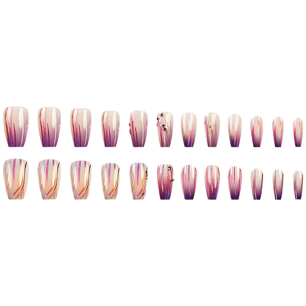 Magic purple gradient nail stickers with starry sky pattern and jelly glue for home manicures